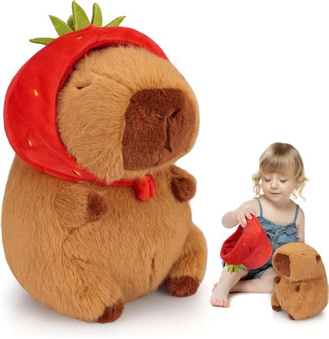 Emoin Capybara Plush Toy with Strawberry Hat 9.8Inch Philippines | Ubuy