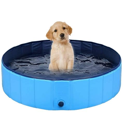 Foldable Dog Pool Hard Plastic Collapsible Pet Bath Tub for Puppy Small Dogs Cats and Kids ...