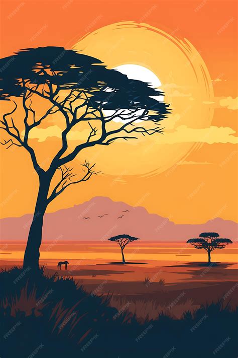 Premium AI Image | Colorful Poster African Grasslands Savanna Life ...