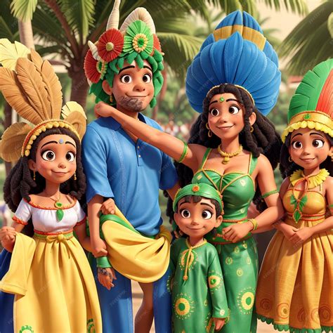 Premium AI Image | Brazilian family dressed in traditional Brazilian