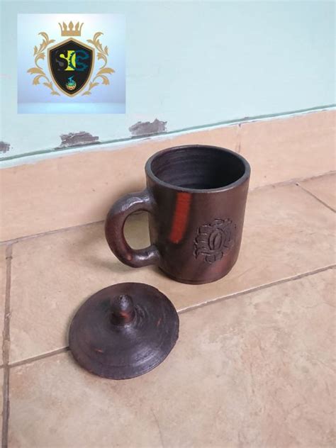 gelas mug jumbo besar gerabah tanah liat tradisional jawa tempat minum