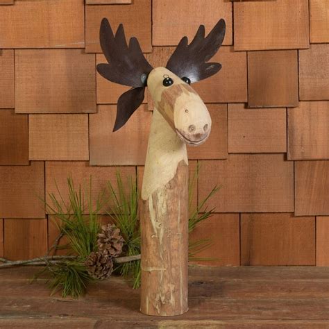 Wood Metal Moose Sculpture