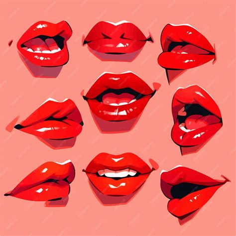 Ilustración de imágenes prediseñadas de labios rojos cómicos de vector