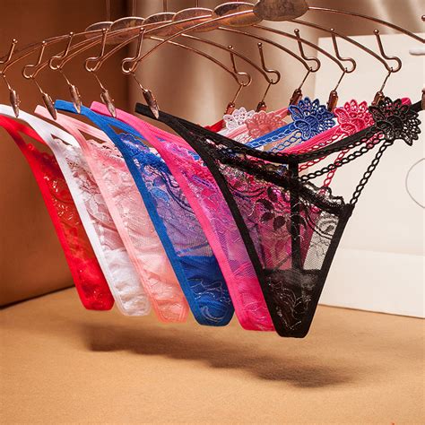 超薄时尚蕾丝丁字裤女士性感透明无痕T裤Low Rise Sexy Underwear_虎窝淘