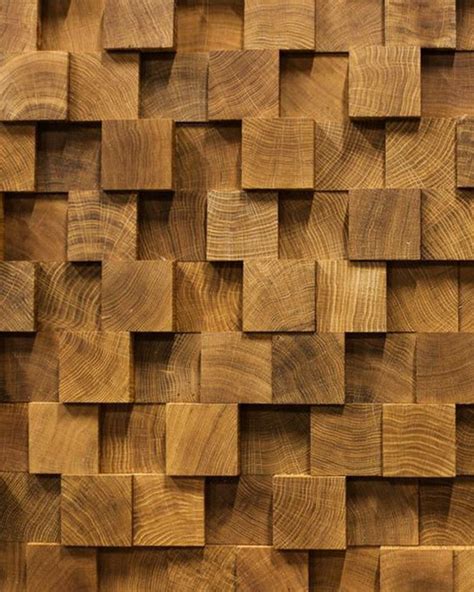 Oak 3D end-grain wood wall covering
