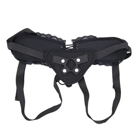 Female Adjustable Black Lace Chastity Dildo Pant For Gay Games ...