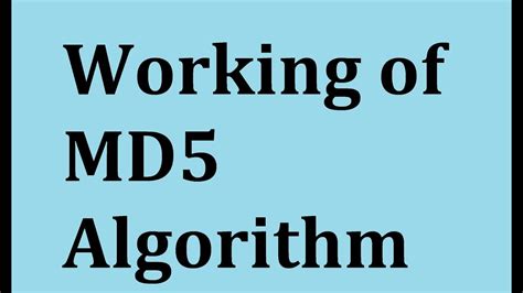 Working of MD5 Algorithm - YouTube