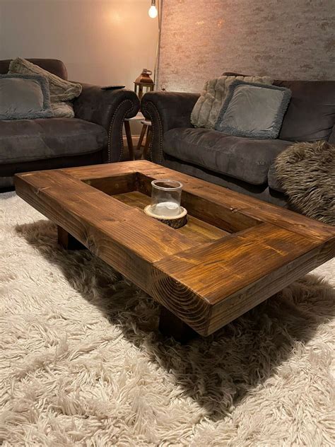 Rustic handmade solid wood sleeper coffee table Xtra Large Xtra wide ...
