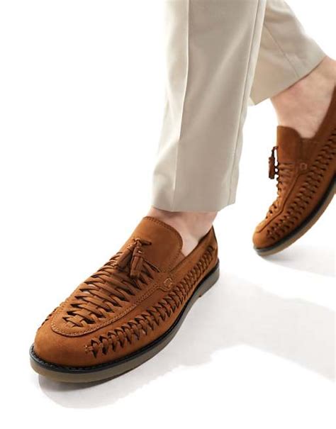 River Island – Brązowe loafersy z frędzlami i plecionką | ASOS
