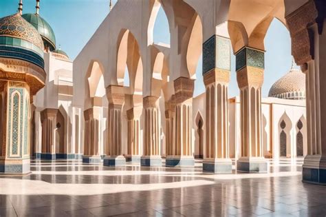 premium ai image  courtyard   mosque  covered  tiles