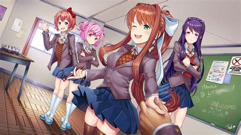wallpaper doki doki literature club visual  anime girls