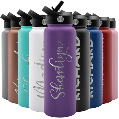 Personalized Water Bottle w/Straw Lid, 40 oz | Custom Stainless Steel ...