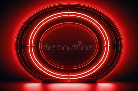 Red Neon Circle Light Frame Banner Design Stock Illustration ...