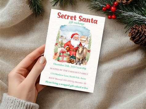 Secret Santa Invitation Western Christmas Party Invitation Kris Kringle