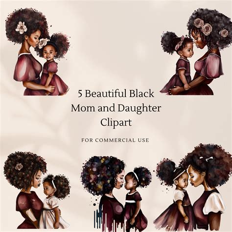 Afro Mom Daughter Clip Art Black Mother and Daughter Clipart Graphics