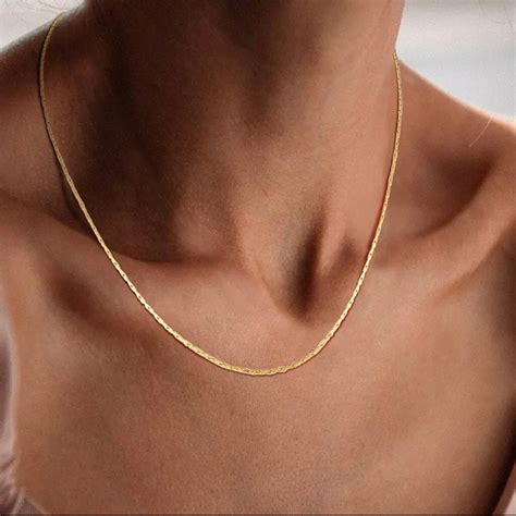 thin gold chain necklace friction jewelry