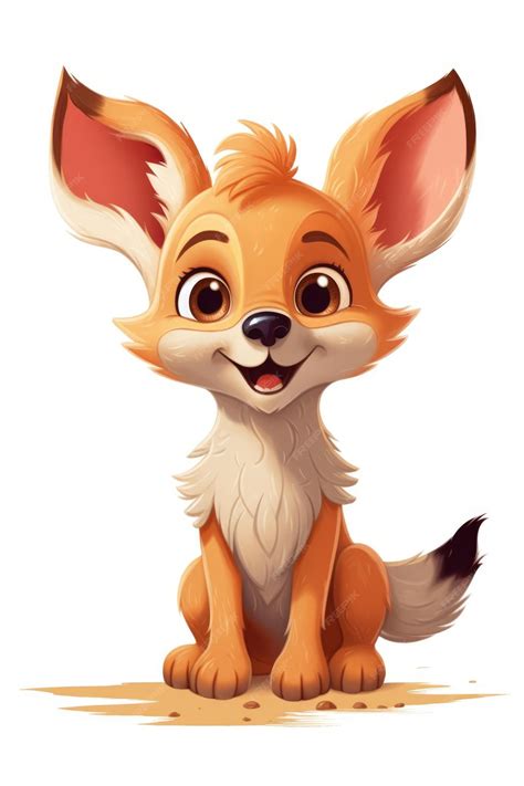 Premium AI Image | Cute baby Coyote in Cartoon Style on white