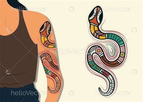 Aboriginal colorful snake tattoo design illustration - Download Graphics & Vectors