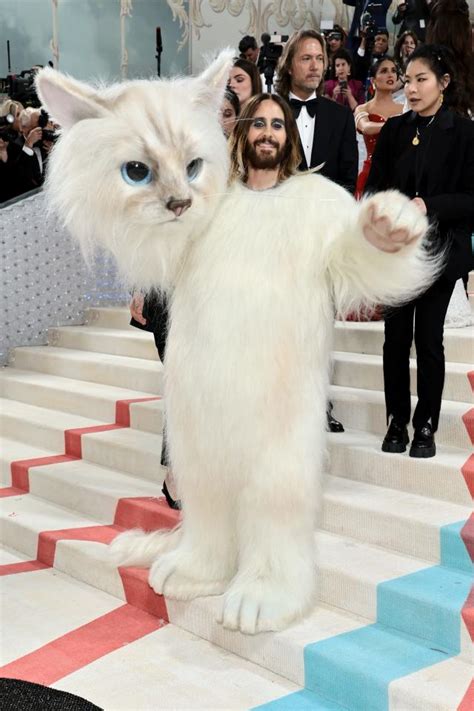 Jared Leto channels Karl Lagerfeld's furry feline friend at Met Gala in ...