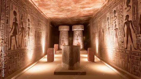 Inside Egyptian pyramids, Sarcophagus standing in the interior ...