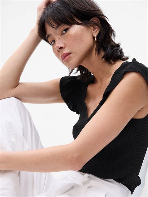 Rib Flutter Sleeve Corset Top | Gap