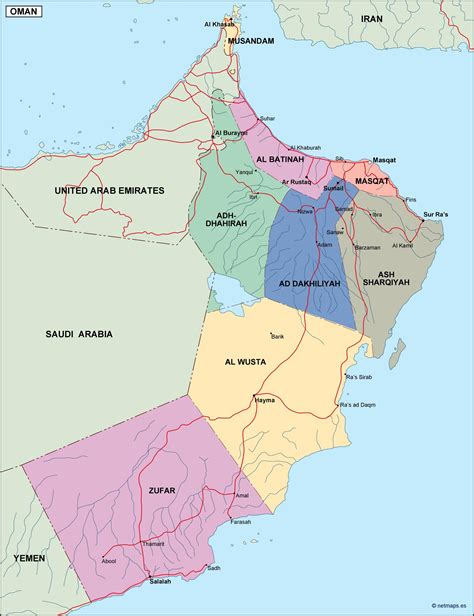 oman political map. Eps Illustrator Map | Vector World Maps