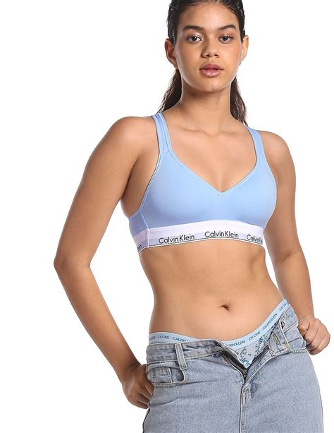 Buy Calvin Klein Underwear Women Light Blue Racerback Sports Bra ...