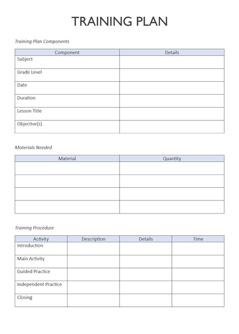 training plan template  printable  powerful designs