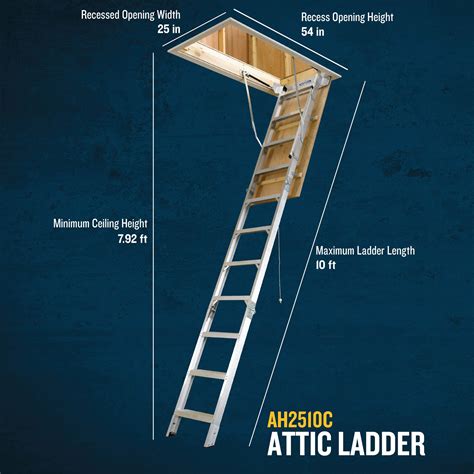 Werner Aluminum Folding Attic Ladder 8-ft to 10-ft (Rough Opening, 25
