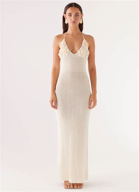 Zara Rose Crochet Maxi Dress - Ivory – Peppermayo