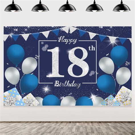 Happy 18th Birthday Banner, 18th Birthday Decoration Backdrop Banner