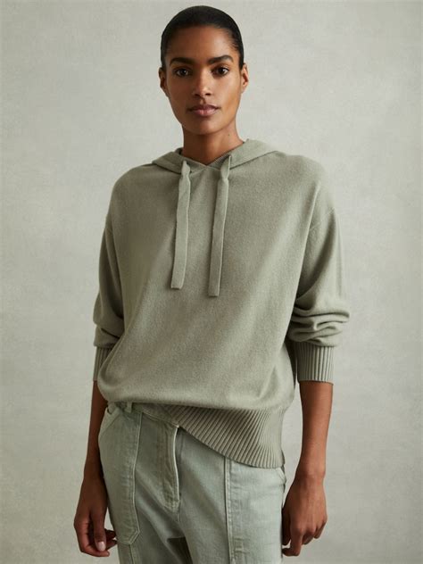 buy reiss sage sammie wool blend drawstring hoodie  cashmere