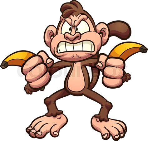 Angry cartoon monkey holding a couple ... | Stock vector | Colourbox