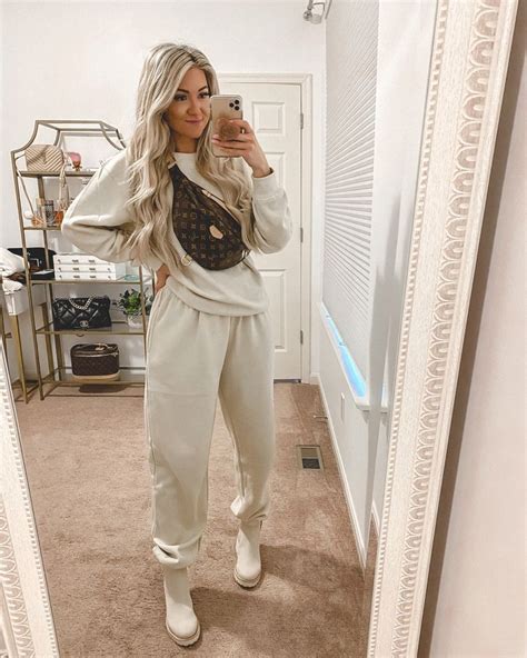 White Loungewear Set and Louis Vuitton Crossbody