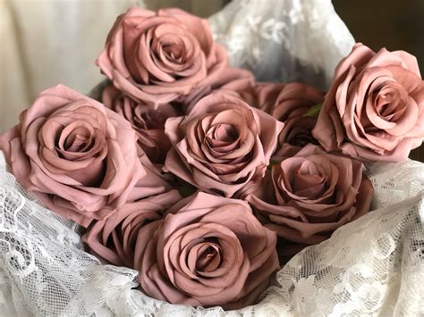 10-100pcs Dusty Rose Artificial Rose Heads 9cm High Quality | Etsy
