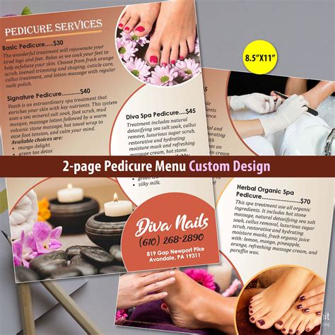 2-page Pedicure Price List Design, Pedicure Menu Design, Nail Salon