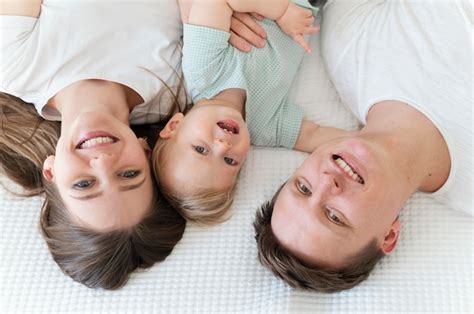 premium photo top view happy family  toddler