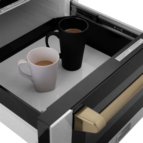 ZLINE Autograph Edition 24" DuraSnow® Microwave Drawer with Bronze ...