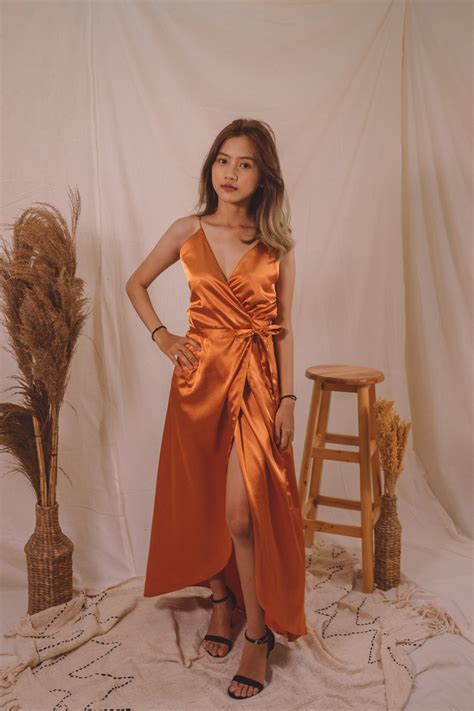 Burnt Orange Satin Bridesmaid Dress, Wedding Dress, Bridesmaid Dresses