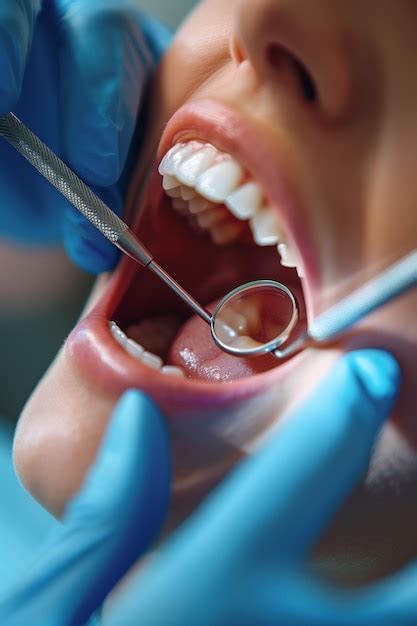 open mouth  dental checkup premium ai generated image