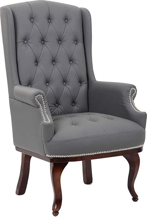 Chesterfield Style Leather High back Winged Fireside Armchair Chair ...