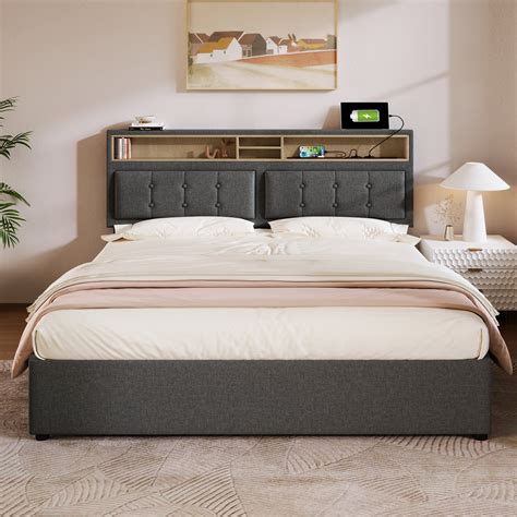 Lit Double Avec 4 Tiroirs Et Prise Usb C - 140 X 200 cm - Tête De Lit