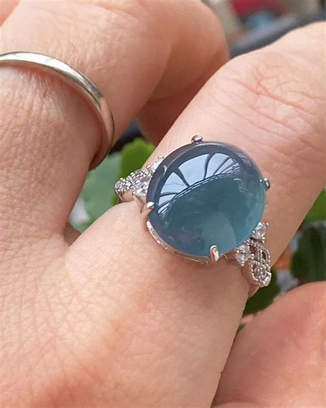 natural  pit icy blue jadeite jade ring certificated grade  highly