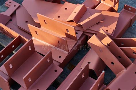 Steel Bracket Sections for Building Construction Stock Image - Image of ...