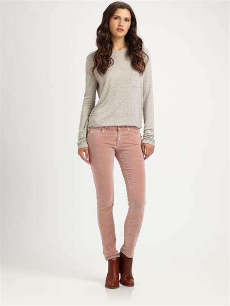 Lyst - M.I.H Jeans Breathless Velvet Skinny Jeans in Pink