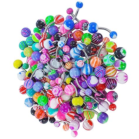 Ayyufe Pack Of 30 Navel Rings Sexyation Acrylic Colorful Barbell Body