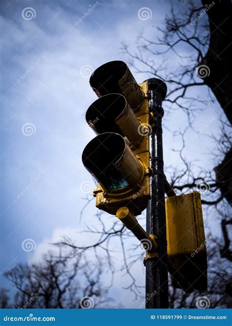 Prospect Park Traffic Light on a Gloomy Day Stock Image - Image of