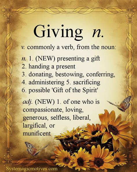 giving  positive noun  adjective  generosity  heart