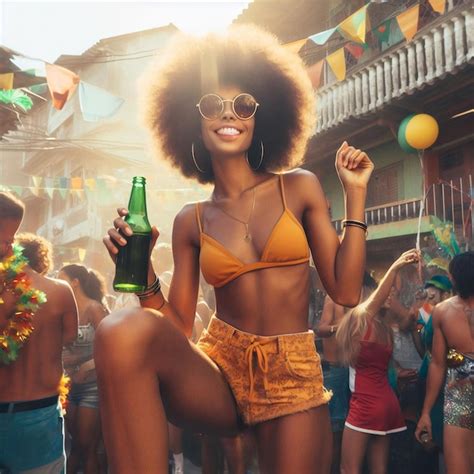 Premium Photo | Brazilian afro woman in carnival street party Brazil