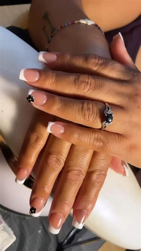 Short square French tips | French tip, Square